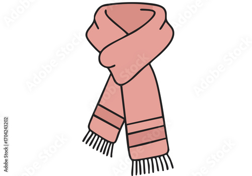 A simple, pink scarf illustration. Clean lines and soft color palette. Ideal for crafting, design, or seasonal themes. Perfect for backgrounds and icons.