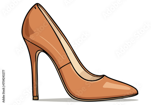 A stylish, brown high-heeled shoe illustration. Clean lines and a modern aesthetic. Perfect for design, fashion, or product mockups.