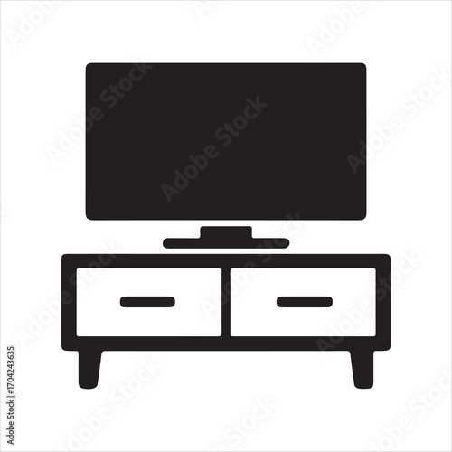 TV Stand icon silhouette vector with white background