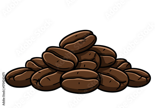 A stylized pile of coffee beans forms a roast symbol. Simple, graphic design, perfect for branding and coffee-related themes. Clean, modern illustration.