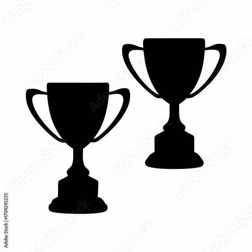 Black and white vector image of two awards on a white background