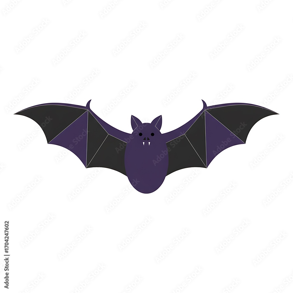 Fototapeta premium Flat vector bat with spread wings, white background