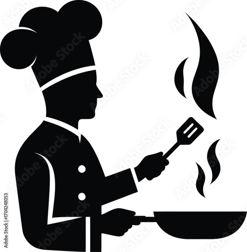 Chef Silhouette Cooking, Culinary Arts, Food Illustration