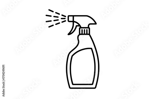 Single Line Art Icon: Spray Bottle with Mist - Cleaning, Household, Hygiene