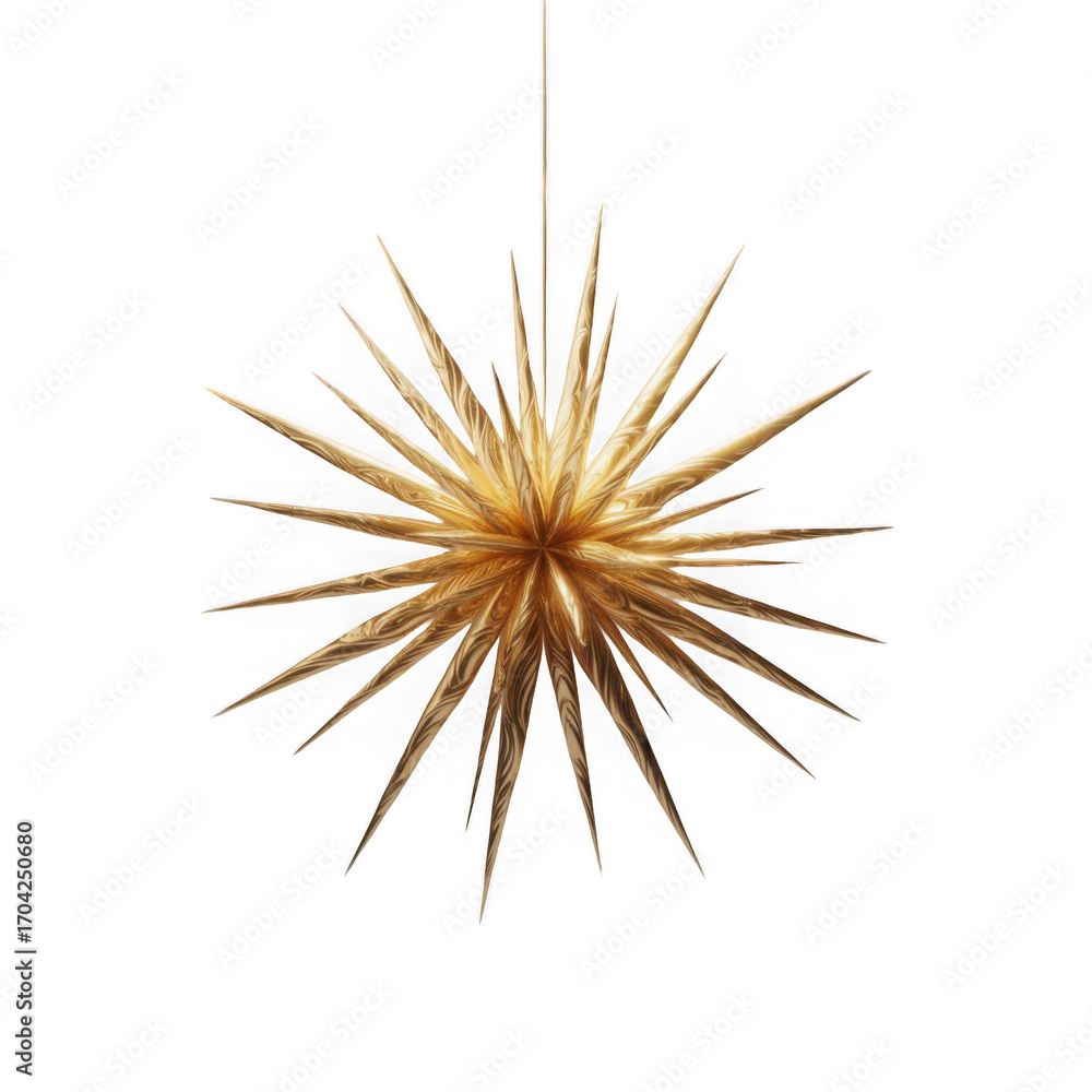 Fototapeta premium : 3d rendered golden starburst decoration isolated on transparent background