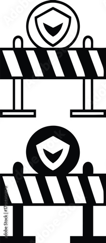 Barrier Icons. Black and White Vector Illustration. Road Safety Fence. Protection Concept

