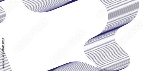 Elegant navy blue curved lines create a stylish minimalist design against a clean white background, perfect for contemporary graphic design projects and sophisticated artistic presentations