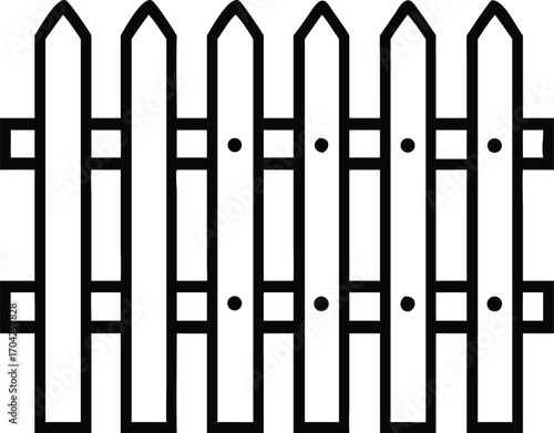 Fence Icons. Black and White Vector Illustrations. Wooden Fence for Delimiting Territory, Security from Prying Eyes. Concept Protection

