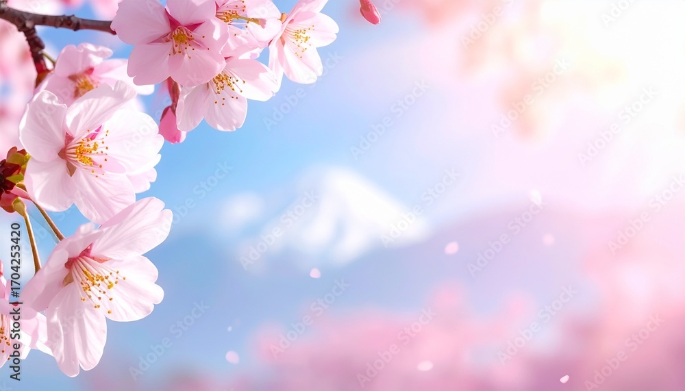 Fototapeta premium 春のイメージ 梅の花 カラフルで幻想的な背景