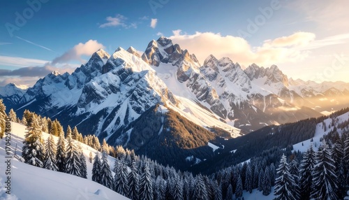 Wallpaper Mural Snowy mountain range at sunset Torontodigital.ca