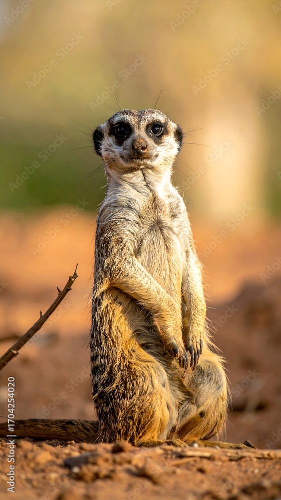 Fototapeta premium Alert meerkat in desert