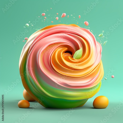 Swirling Candy Abstract 3D Render