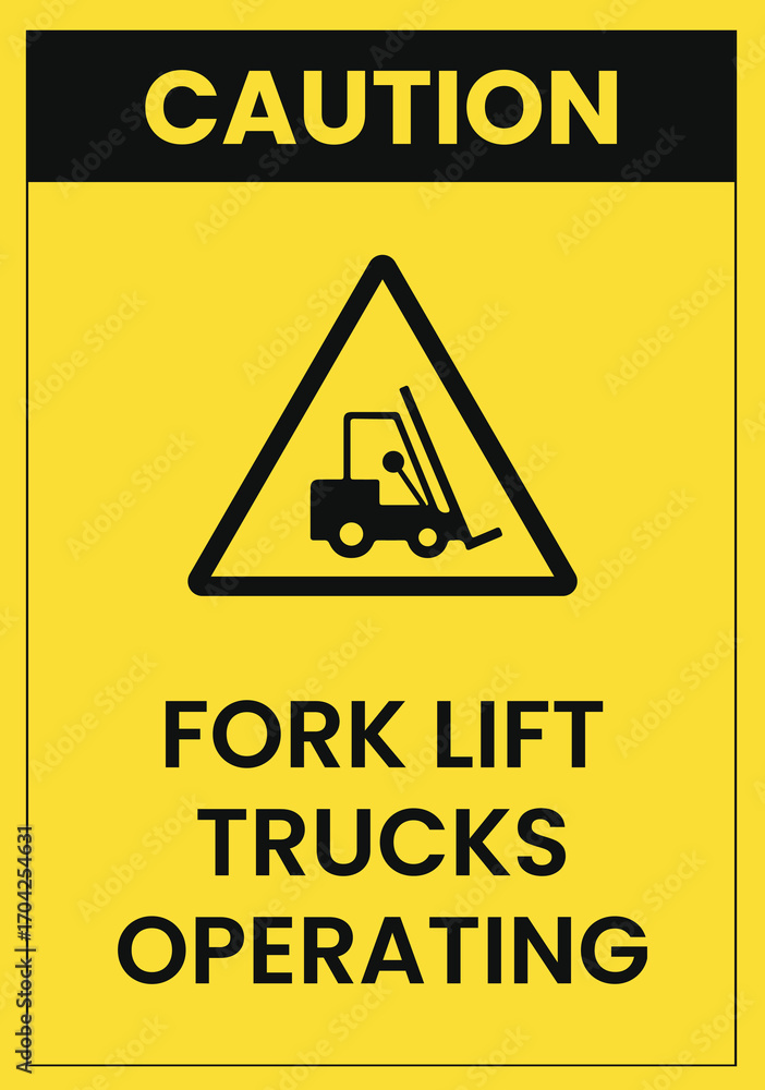 Obraz premium Caution Forklift Trucks Operating