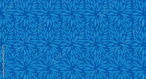 A stunning seamless pattern of stylized blue floral elements creating an intricate and beautiful background for design and decoration