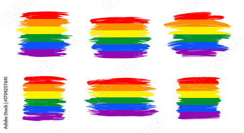 Abstract rainbow brush strokes representing diversity and pride colors creating artistic patterns