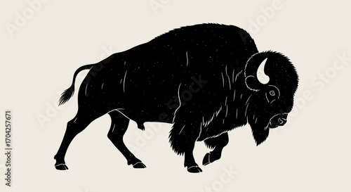 Majestic american bison roaming freely across vast open plains in serene natural habitat
