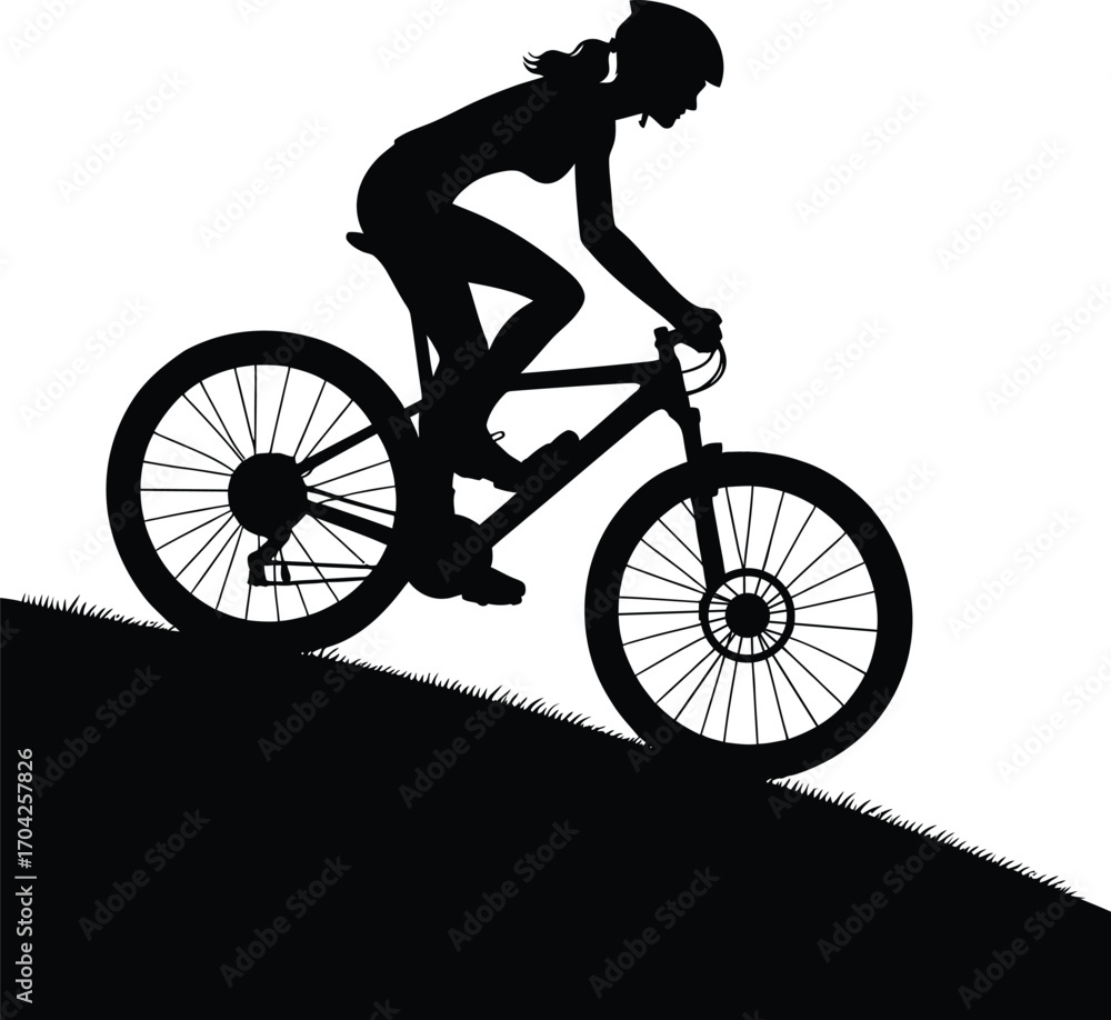 Fototapeta premium cycling in hill Total darkness background