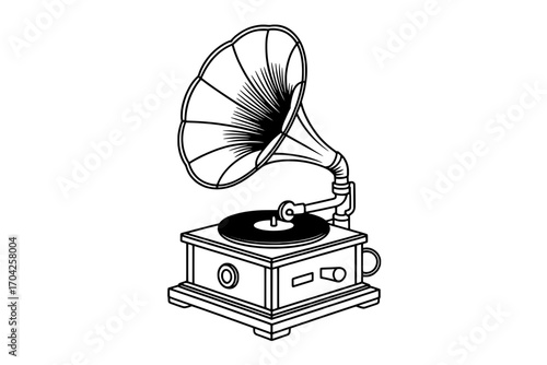 vintage gramophone isolated on white