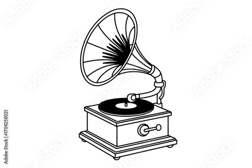 old gramophone isolated on white