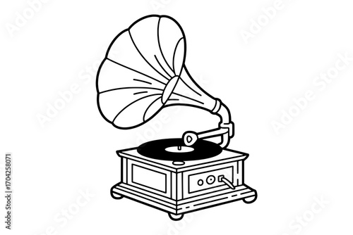 vintage gramophone on white background