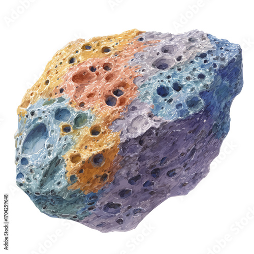 watercolor vector of Asteroid Belt, isolated on a white background.