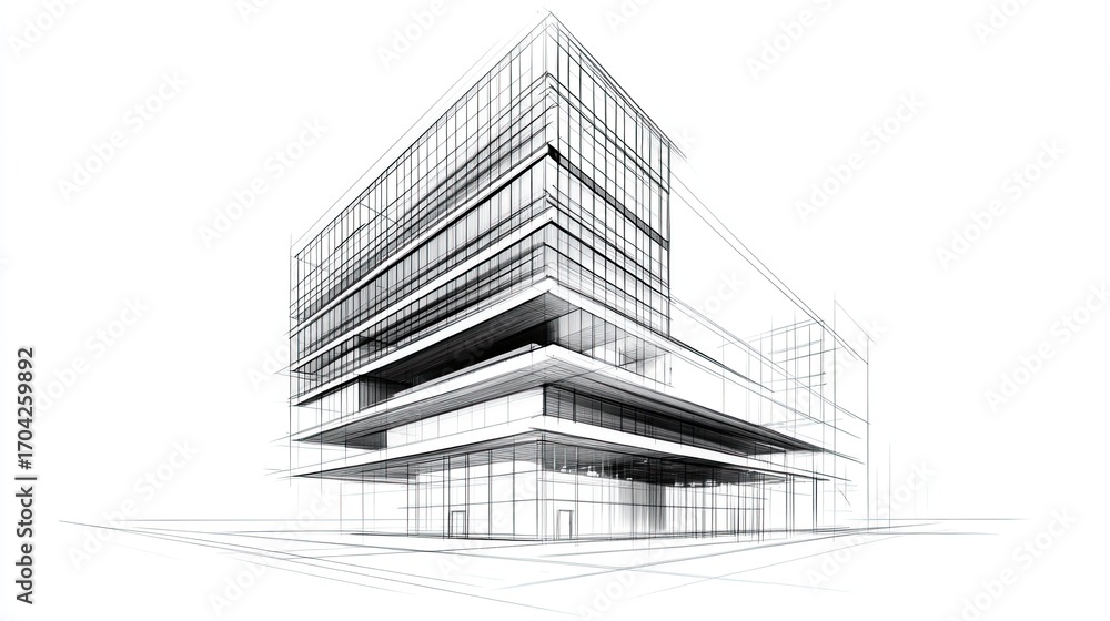 Fototapeta premium Modern architecture sketch design