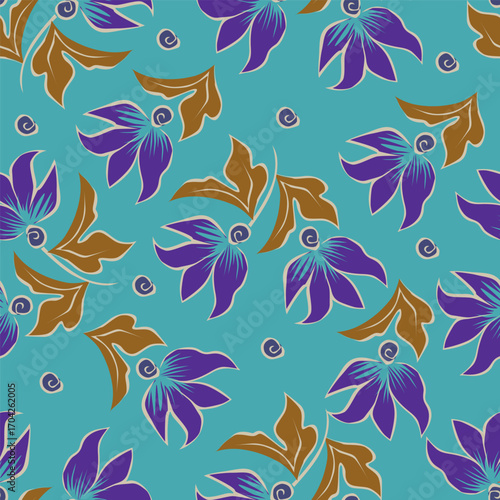 Hand drawn flowers. Seamless background with abstract cute flowers. Vector design ornament for paper; cover; fabric; interior decor; textile; fabric; wallpaper; surface design; label; packaging
