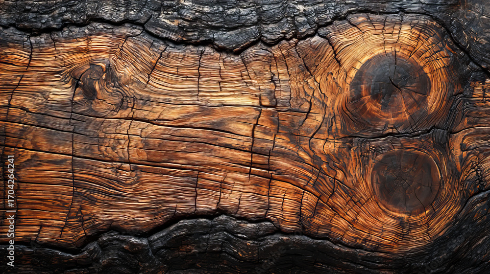 Naklejka premium Close Up Rustic Charred Wood Texture