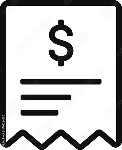 Dollar sign icon on a receipt