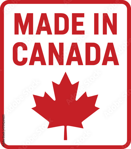 Made in Canada label with red maple leaf symbol