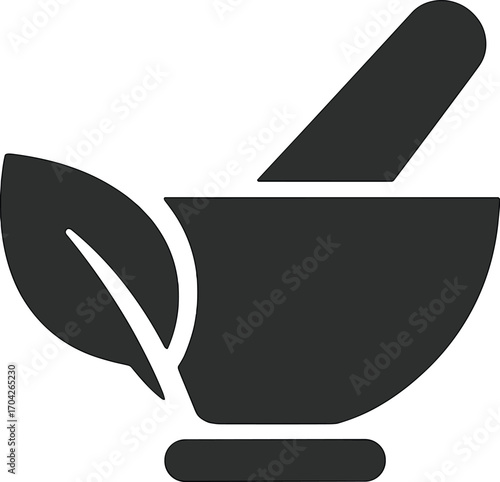 Herbal medicine mortar and pestle icon