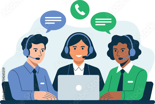 Customer service team communication technology business professional support call center teamwork