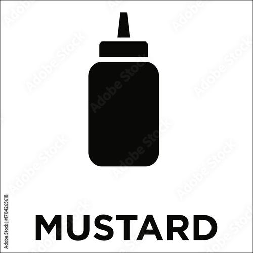 Minimalist mustard bottle icon on white background for condiment representation Vector