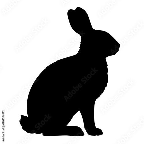 Rabbit Silhouette Black and White Animal Cutout for Crafts and Design