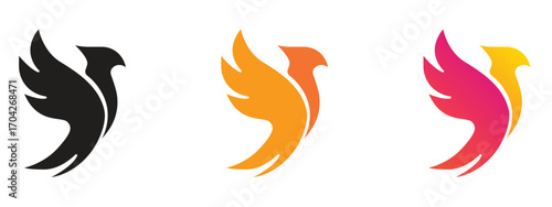 Phoenix Bird Logo | Creative Fire Gradient Rising Flame Startup Symbol