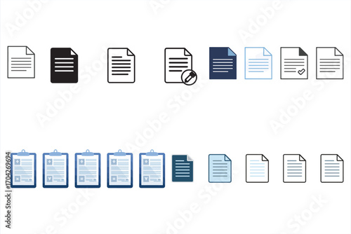 Collection of document icons representing various file formats and actions