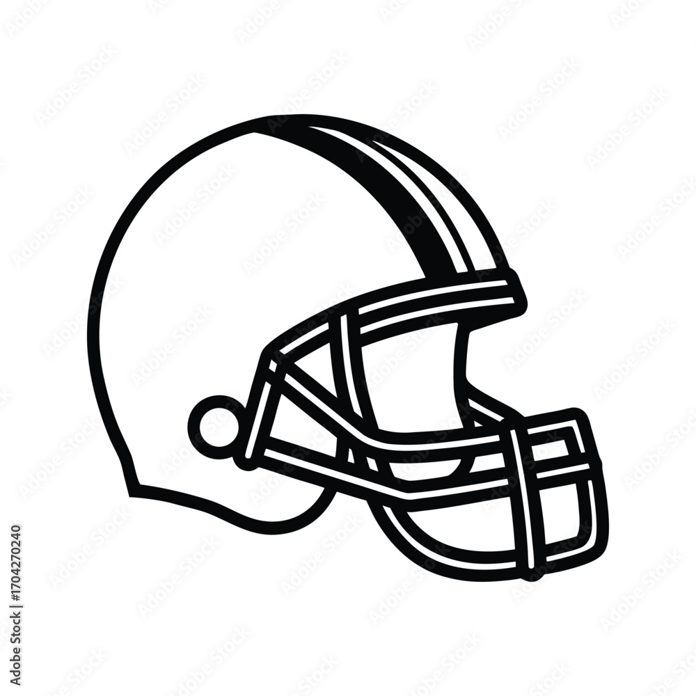 Naklejka premium Black and white silhouette football helmet