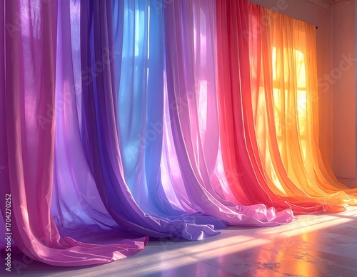 Colorful curtains in a sunlit room (1)