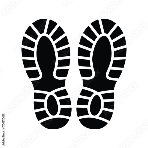 Black and white silhouette two boot footprints patterns