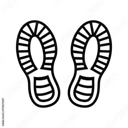 Black and white silhouette two boot footprints patterns