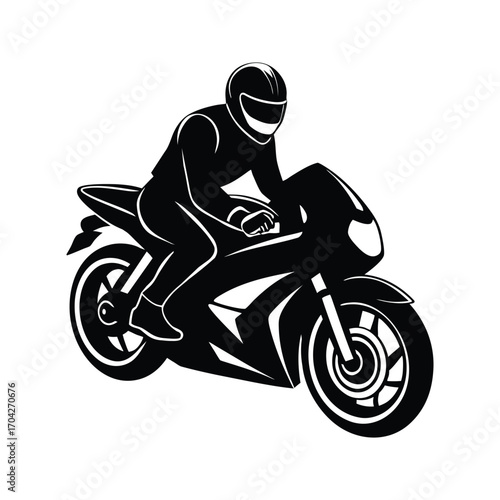 Black white silhouette motorcycle sleek