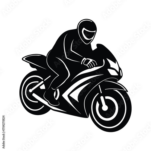 Black white silhouette motorcycle sleek