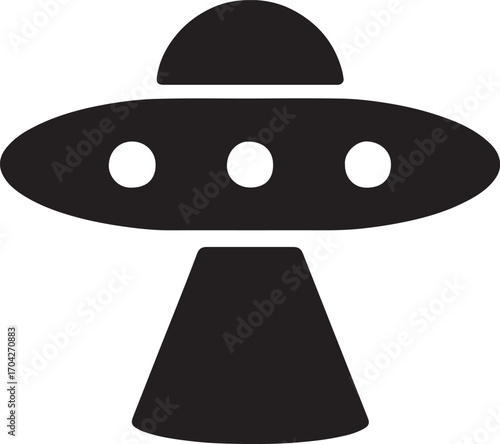 Silhouette UFO icon, alien spaceship vector EPS file, extraterrestrial flying saucer design.