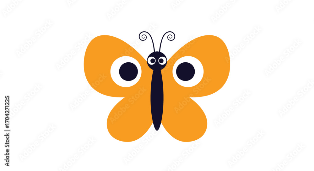 Fototapeta premium A simple and colorful butterfly illustration with big eyes.
