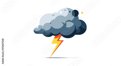 A powerful lightning bolt strikes from a dark stormy cloud during a severe weather event.
