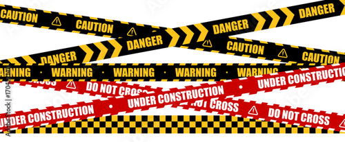 Danger and Warning Tape Mockup with Safety Symbols Caution Stripes Alert Industrial Vector Illustration Fully Editable
