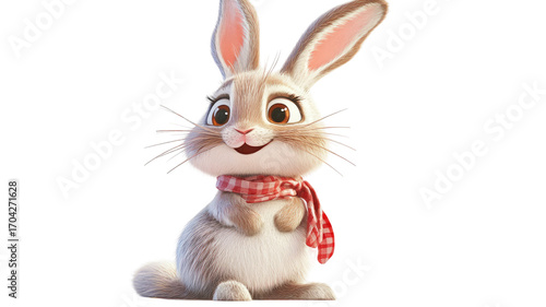 Cute cartoon rabbit adorable illustrated bunny character playful animal drawing children’s art illustration design isolated on white background
