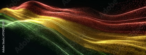 Digital Art of Lithuania Flag Waves in Futuristic Style with Vibrant Colors and Dynamic Movements