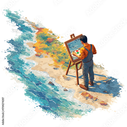 Animator, watercolor painting vector, isolated on a white background.