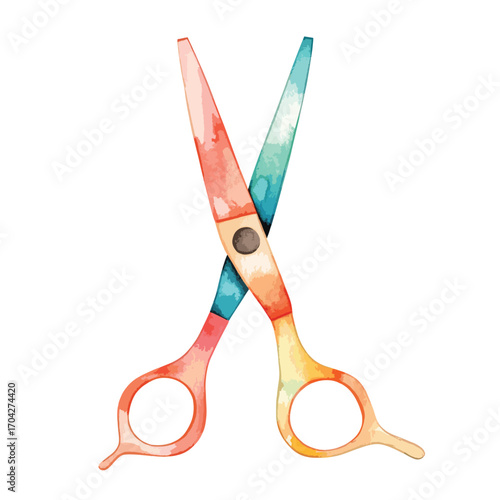 Vibrant Watercolor Scissors with Soft Hues